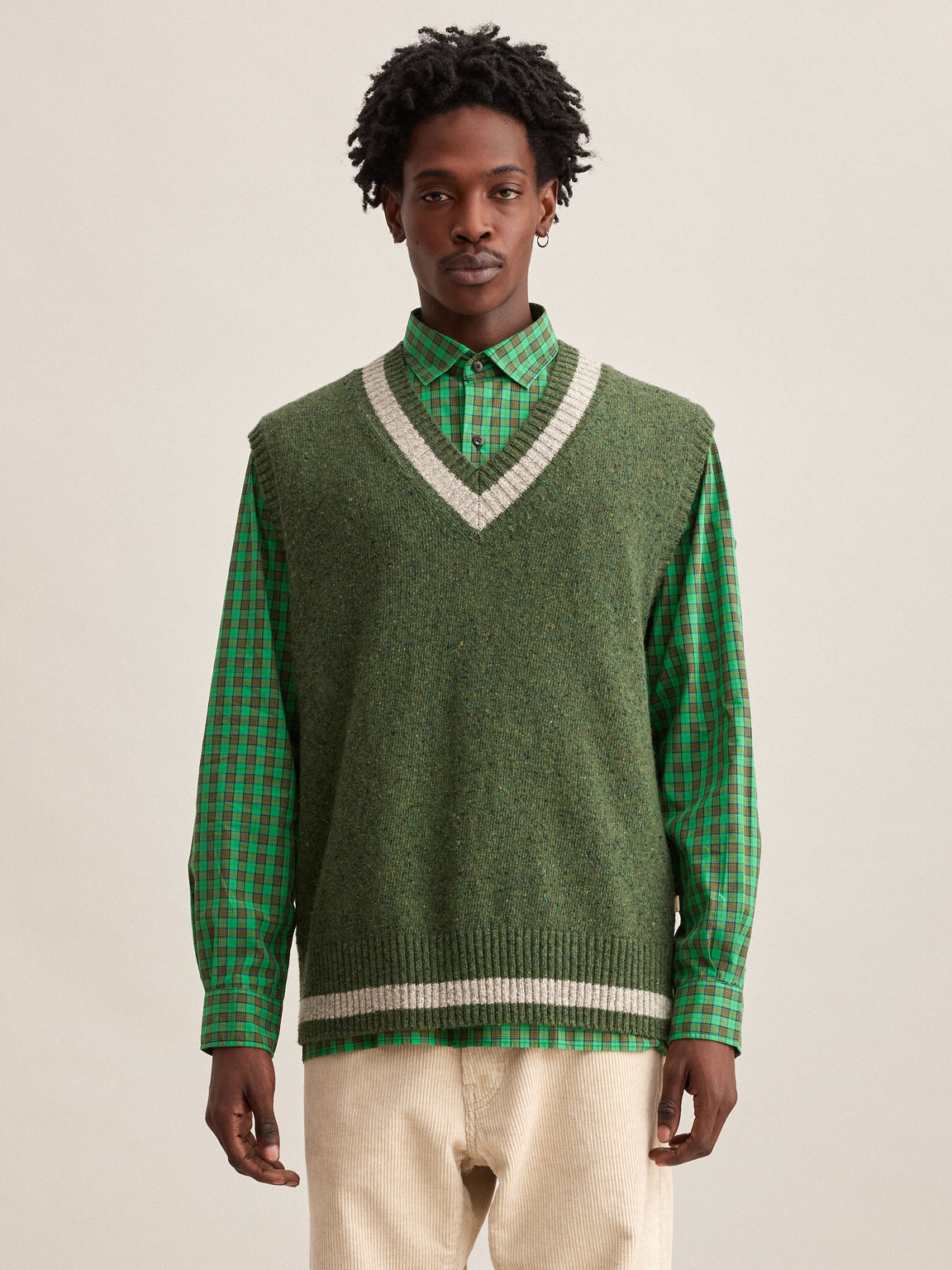 Acop knitted vest - Green - Wool and cotton - Bellerose Men