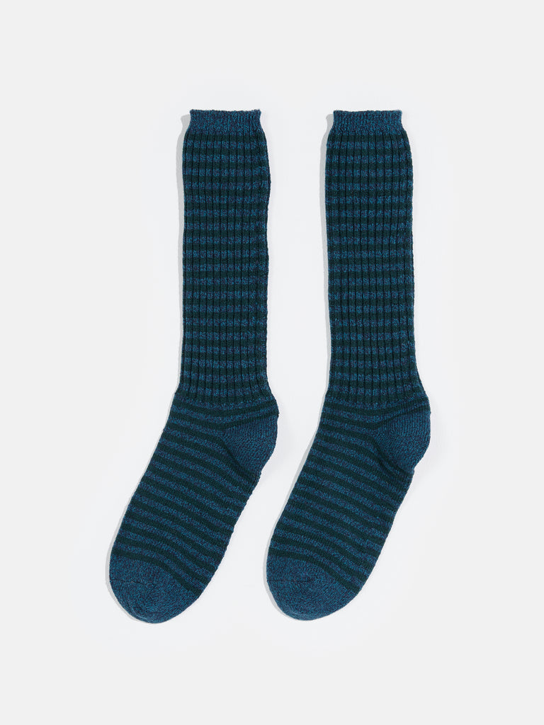 Bleu pâle  Chaussettes côtelées - Femme - Cachemire & Mérinos