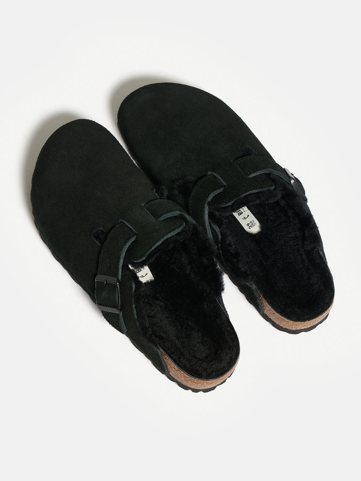 Black fur lined online birkenstocks